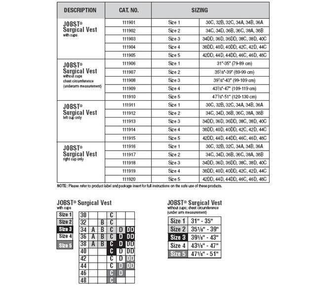 Jobst Support Size Chart